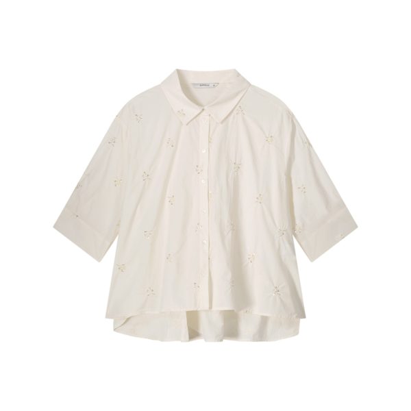 blouse embellished cotton ivory summum