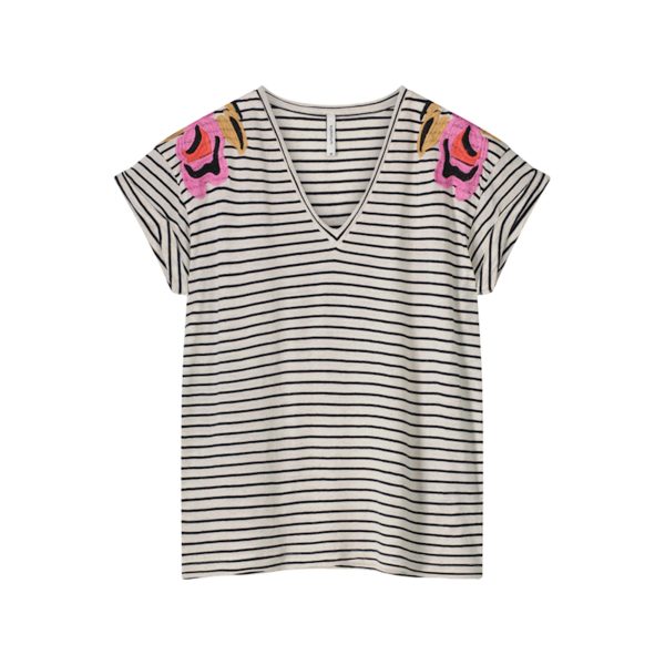 T shirt stripe tee embroidered multicolour summum