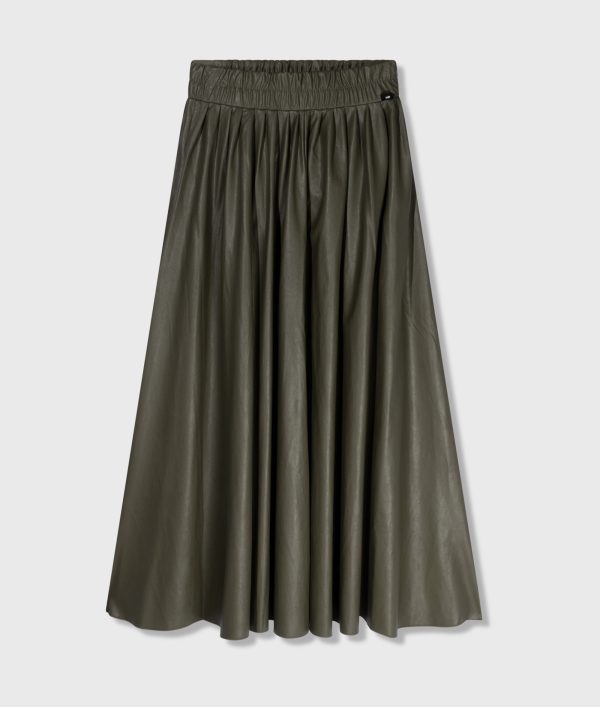 leather look pleated skirt 10days sage