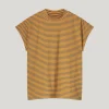 Mock neck top Fine Stripe orange Summum