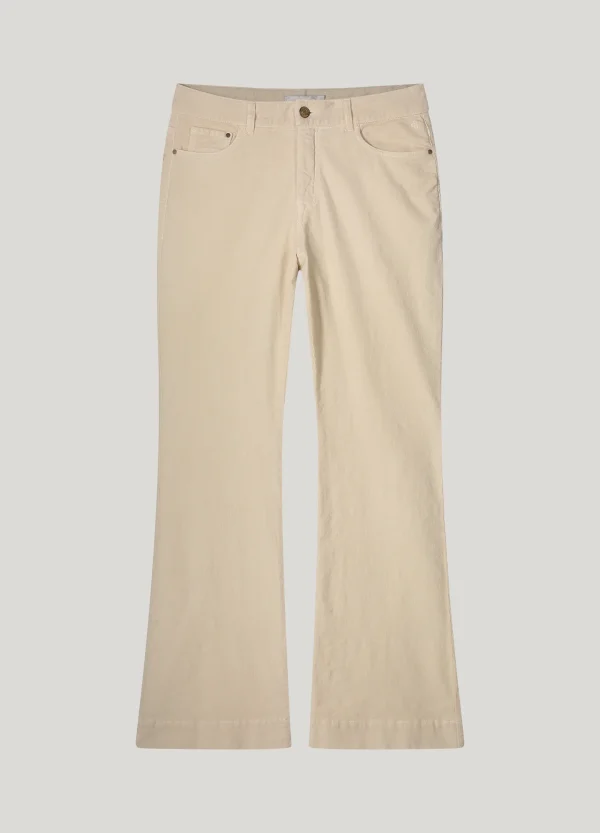 Slim flared pants strech baby cord ivory Summum