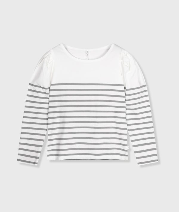 puff long sleee tee stripes ecru/graphite 10 Days