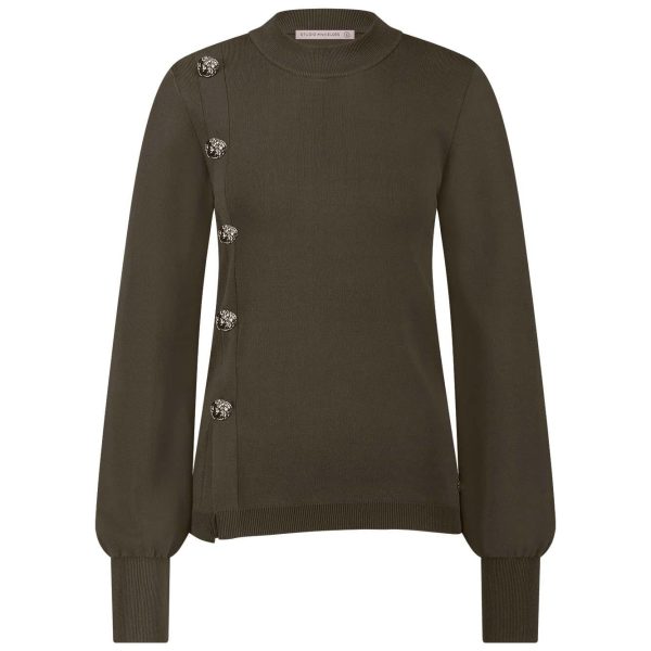 Lovis button pullover new army Studio Anneloes