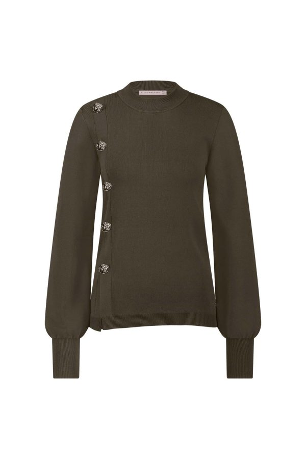 Lovis button pullover new army Studio Anneloes