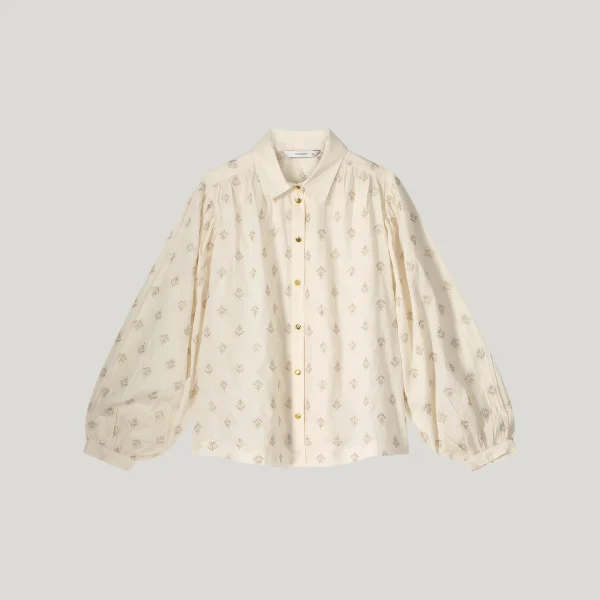 Blouse scattered embro solid ivory summum