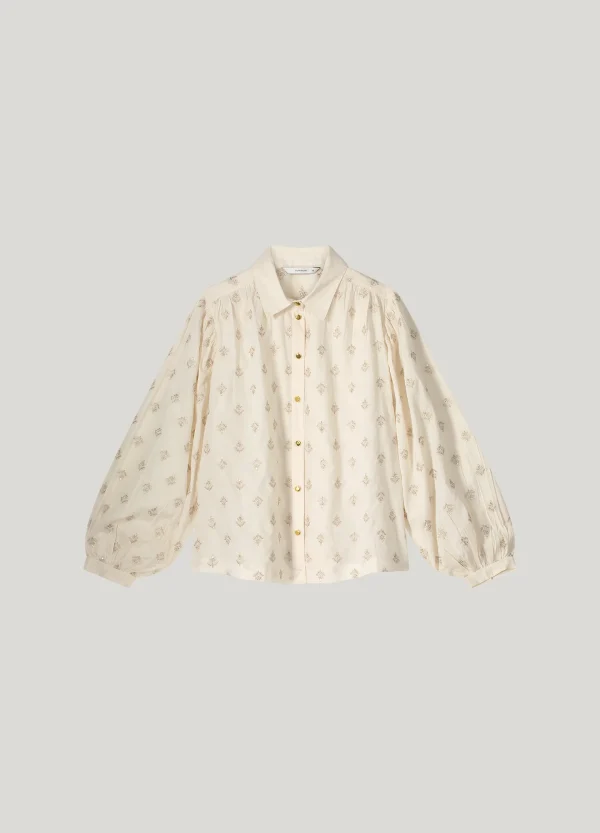 Blouse scattered embro solid ivory summum