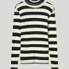 Turtle neck top sheer jersey stripe