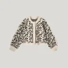 knitted cardigan leopard jacquard knit multicolour