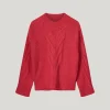 Sweater big cable knit True red Summum