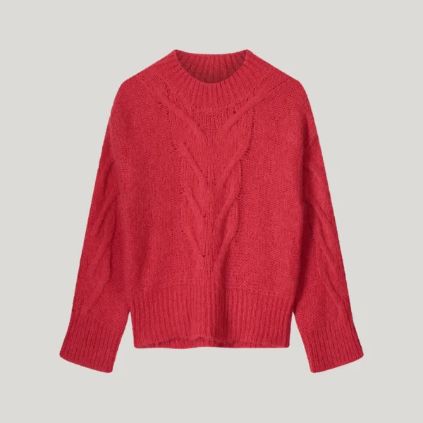 Sweater big cable knit True red Summum