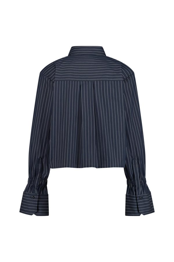 fildeli poplin stripe blouse midnight blue/off white Studio anneloes