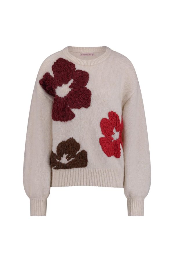 Nour flower pullover beige studio anneloes