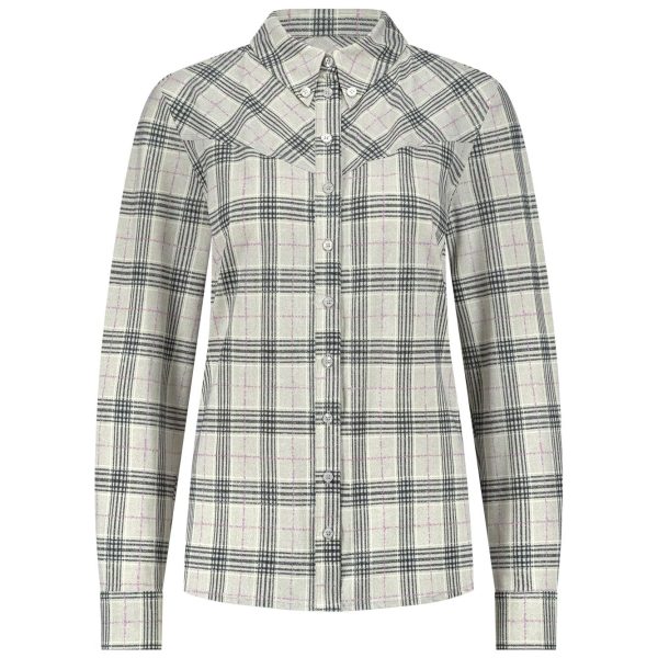 Bobby western check blouse grey melange antraciet studio anneloes