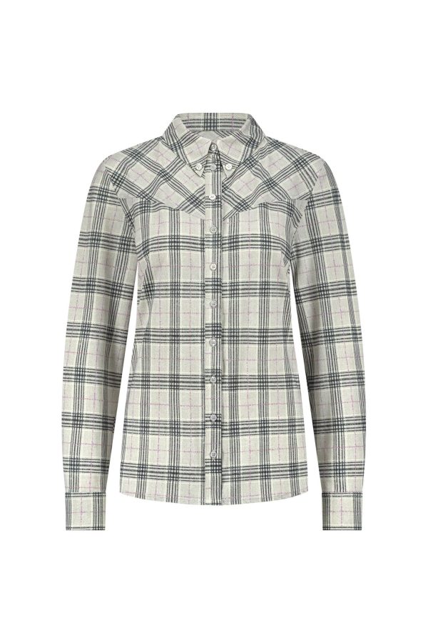 Bobby western check blouse grey melange antraciet studio anneloes