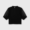 balloon sleeve polo blouse black 10 days