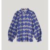 Blouse two tone print royal blue summum