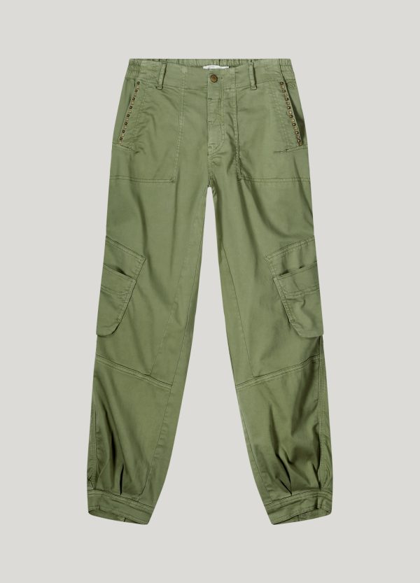 tapered pant soft stretch sateen combat green summum