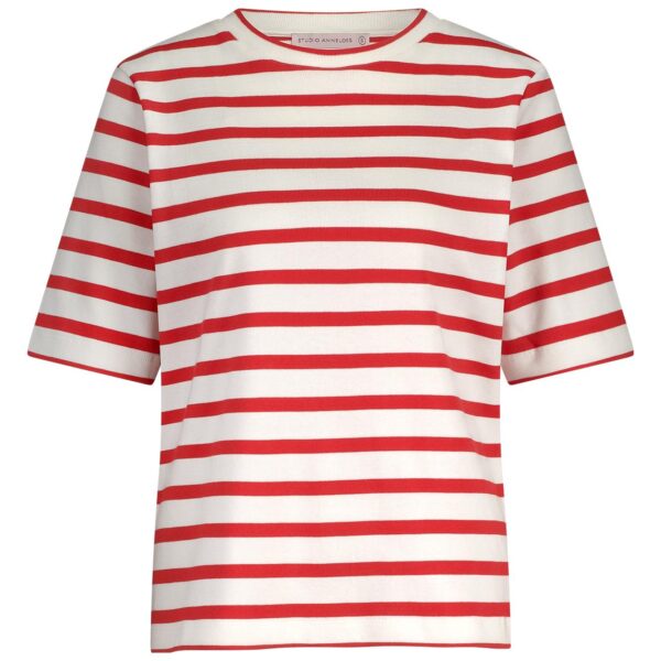 Annika stripe tshirt studio anneloes offwhite/coral