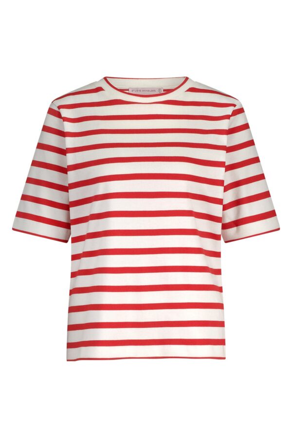 Annika stripe tshirt studio anneloes offwhite/coral