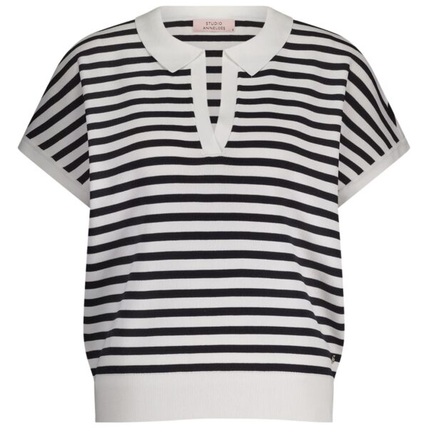 drew stripe top off white/dark blue studio anneloes