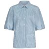 poopy balloon stripe blouse off white/mid blue