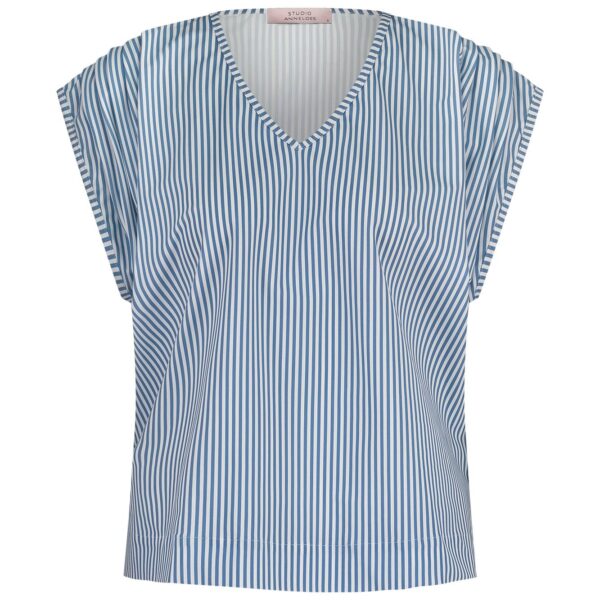 Leonie small stripe top off white/midblue