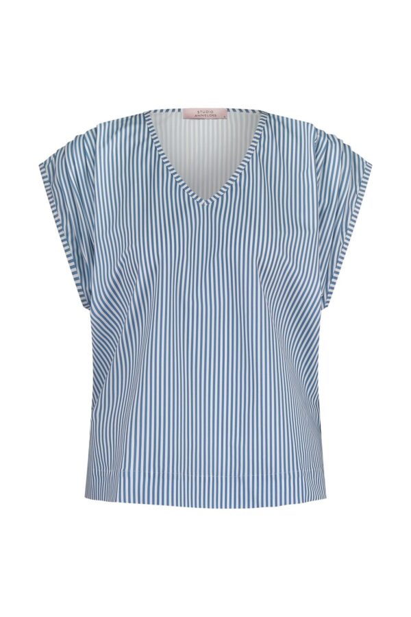 Leonie small stripe top off white/midblue